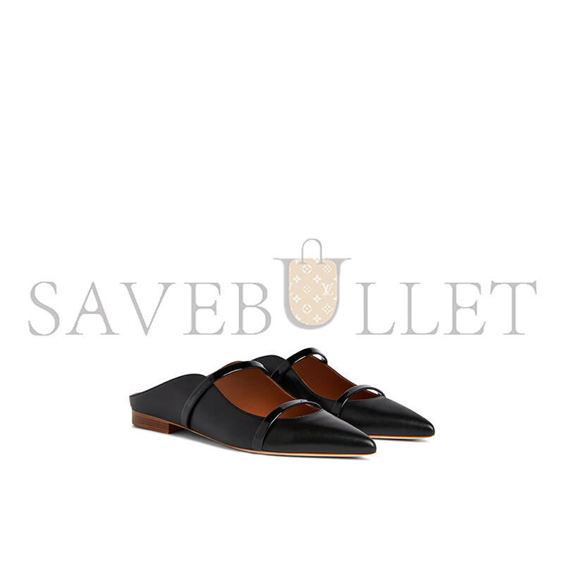 MALONE SOULIERS MAUREEN BLACK LEATHER FLAT MULES MAUREENMSFLAT42BLA